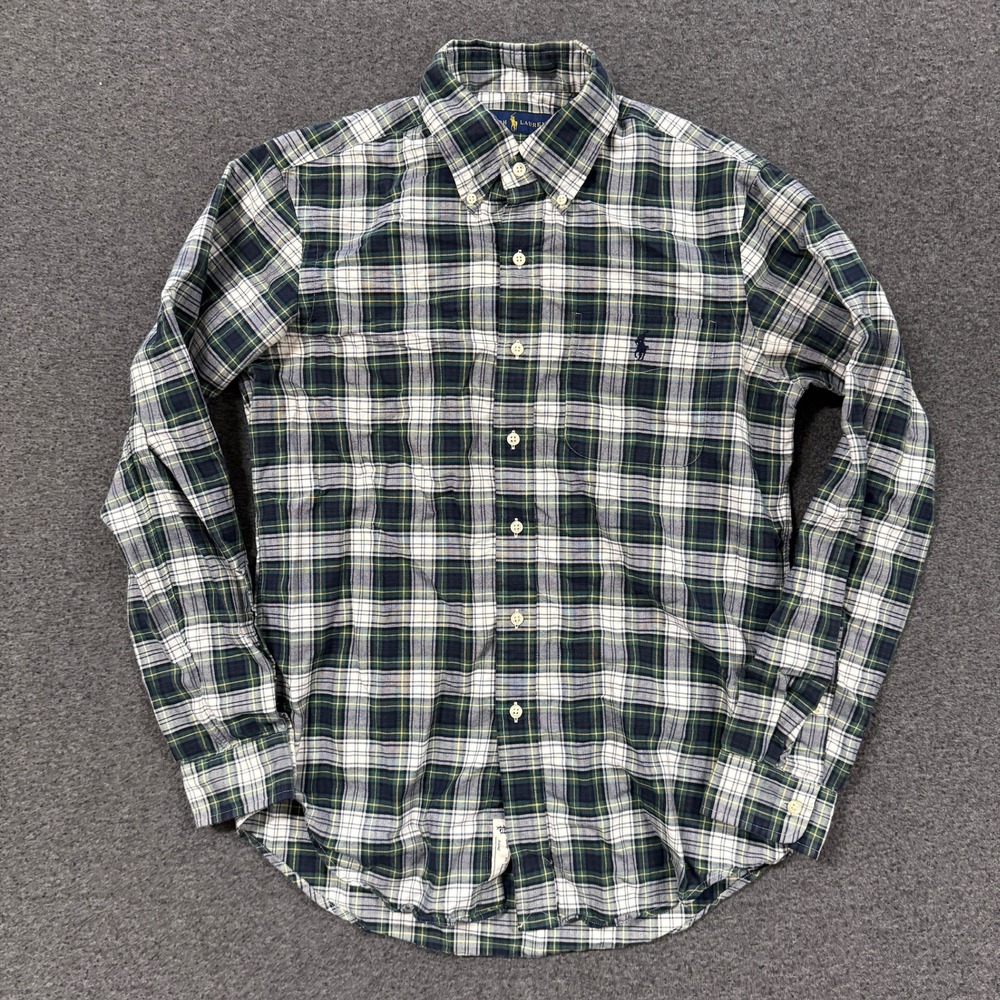 Modern Ralph Lauren Plaid Button Down Mens S Green Good Long Sleeve Pony Logo